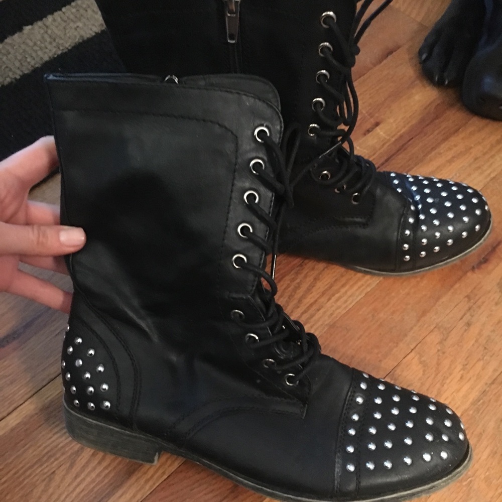Studded combat boots